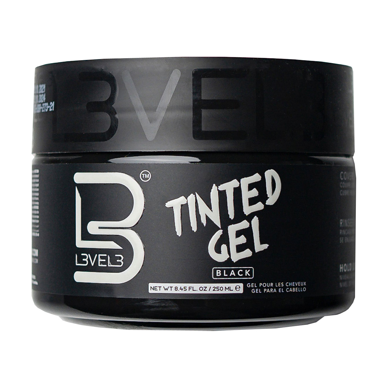 Гель-тінт для укладання волосся Level3 Tinted Gel Black чорний, сильної фіксації, 250 мл
